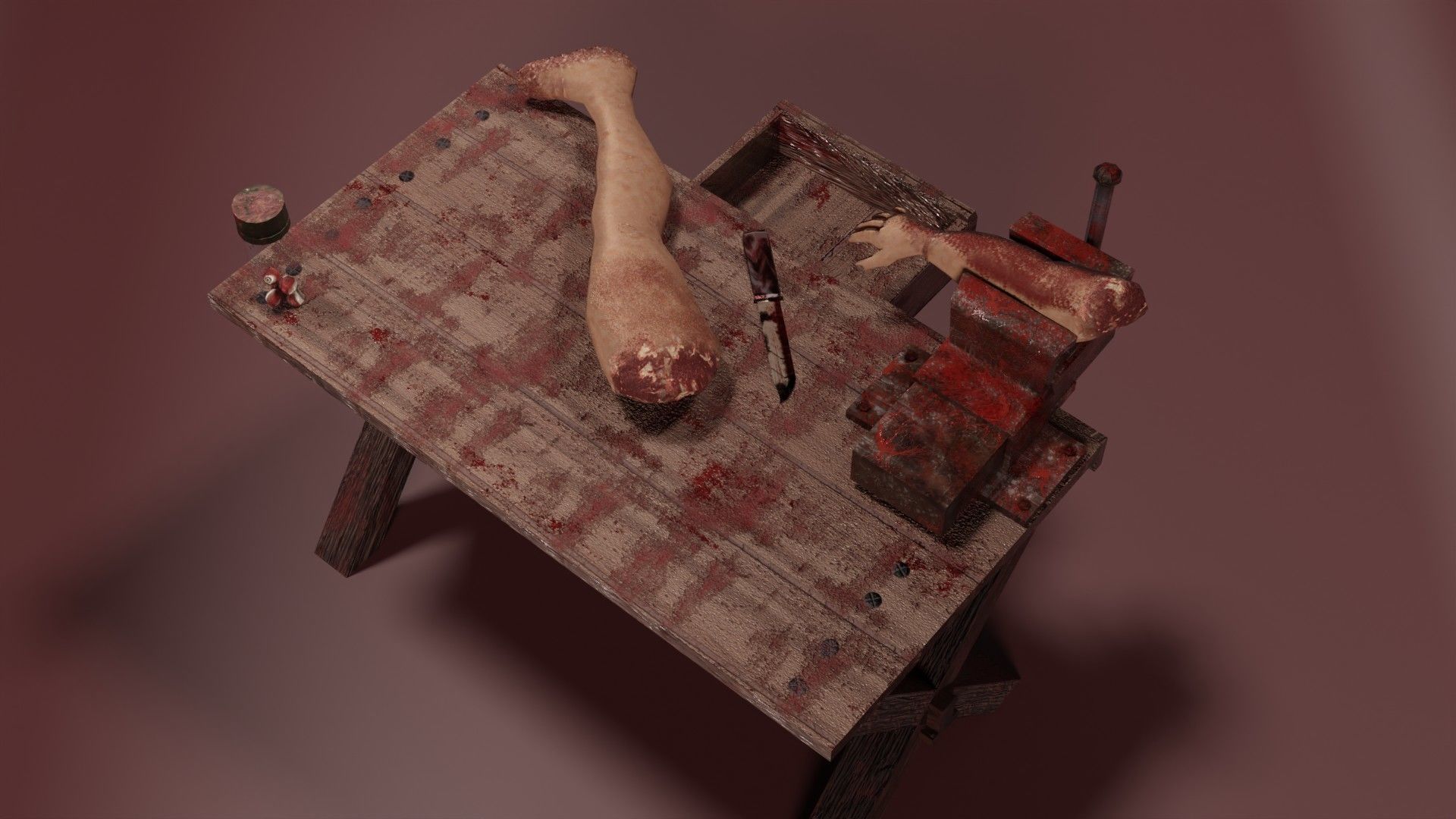Dark Butchery Watcher Vessel Grim Grip Clamp Slaughter Table Low-poly 3D model_6
