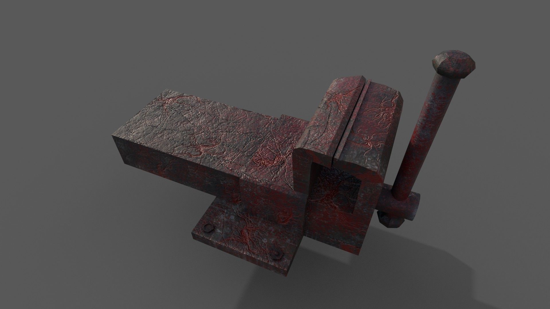 Dark Butchery Watcher Vessel Grim Grip Clamp Slaughter Table Low-poly 3D model_10