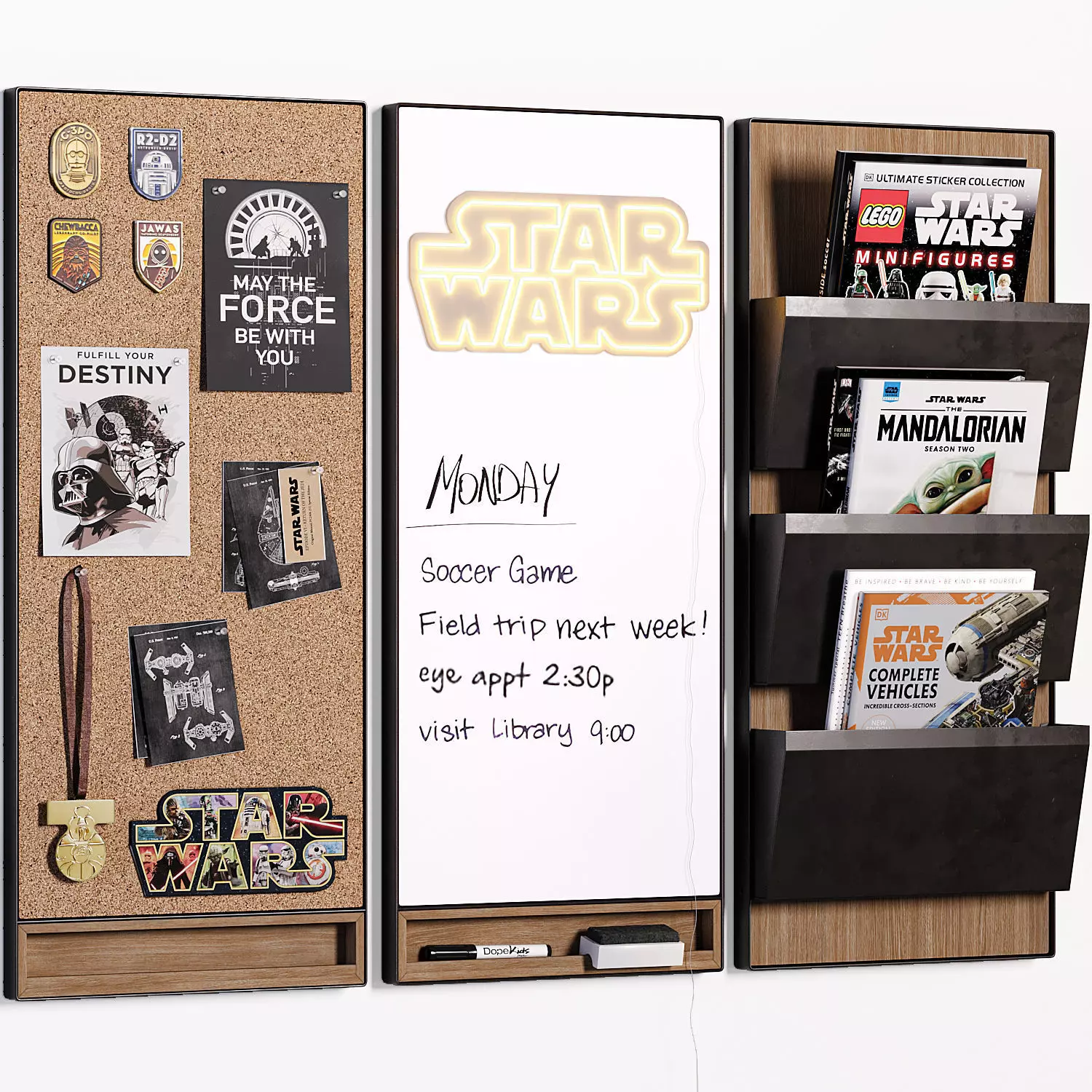 Pottery Barn Star Wars Corkboard Whiteboard File Organizer 3D model