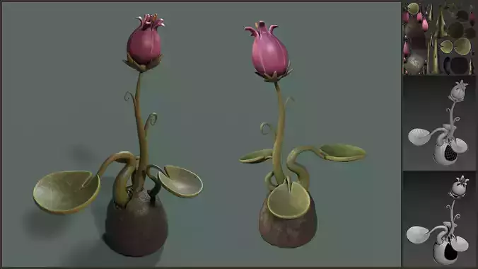 Stylized Alien Flower Low-poly 3D model