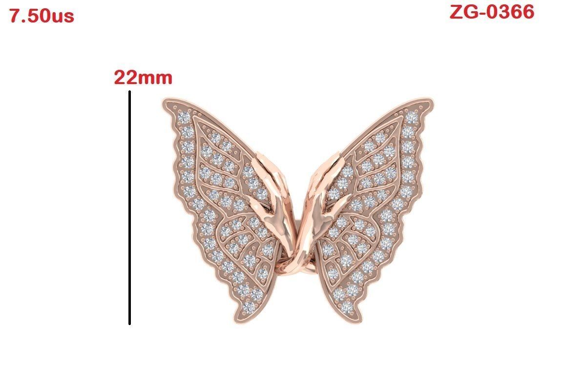 Butterfly Rings 3D print model_4