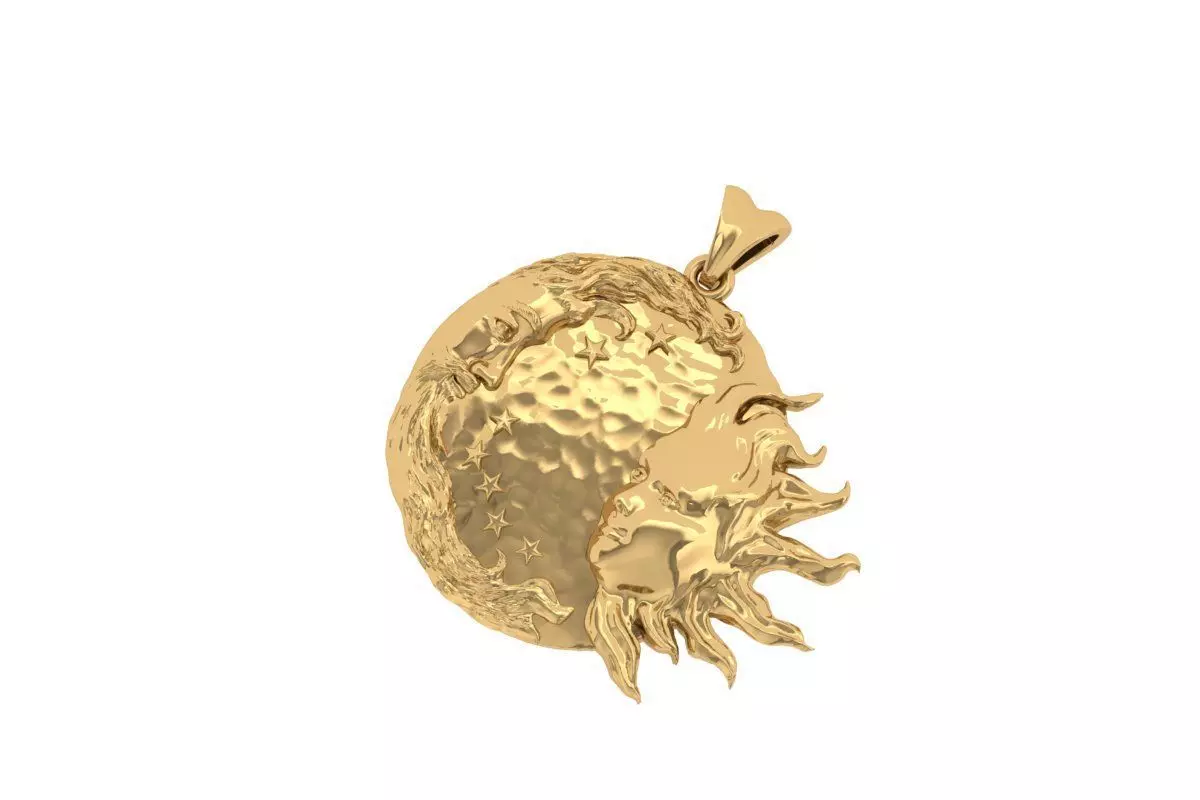 sun and moon pendant man and woman meeting pendant 3D print model