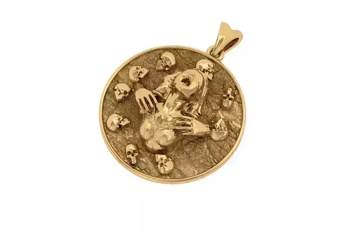 girl head  with skulls pendant medallion jewerly