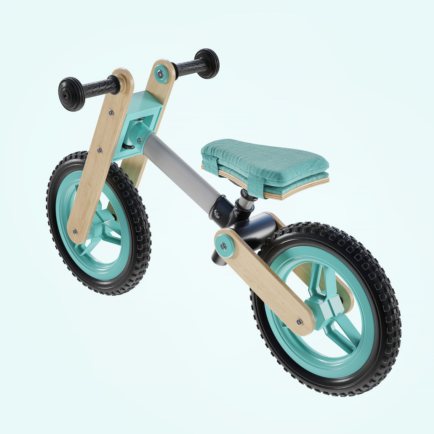 My First Go Balance Children Bike Turquoise 3D model_2