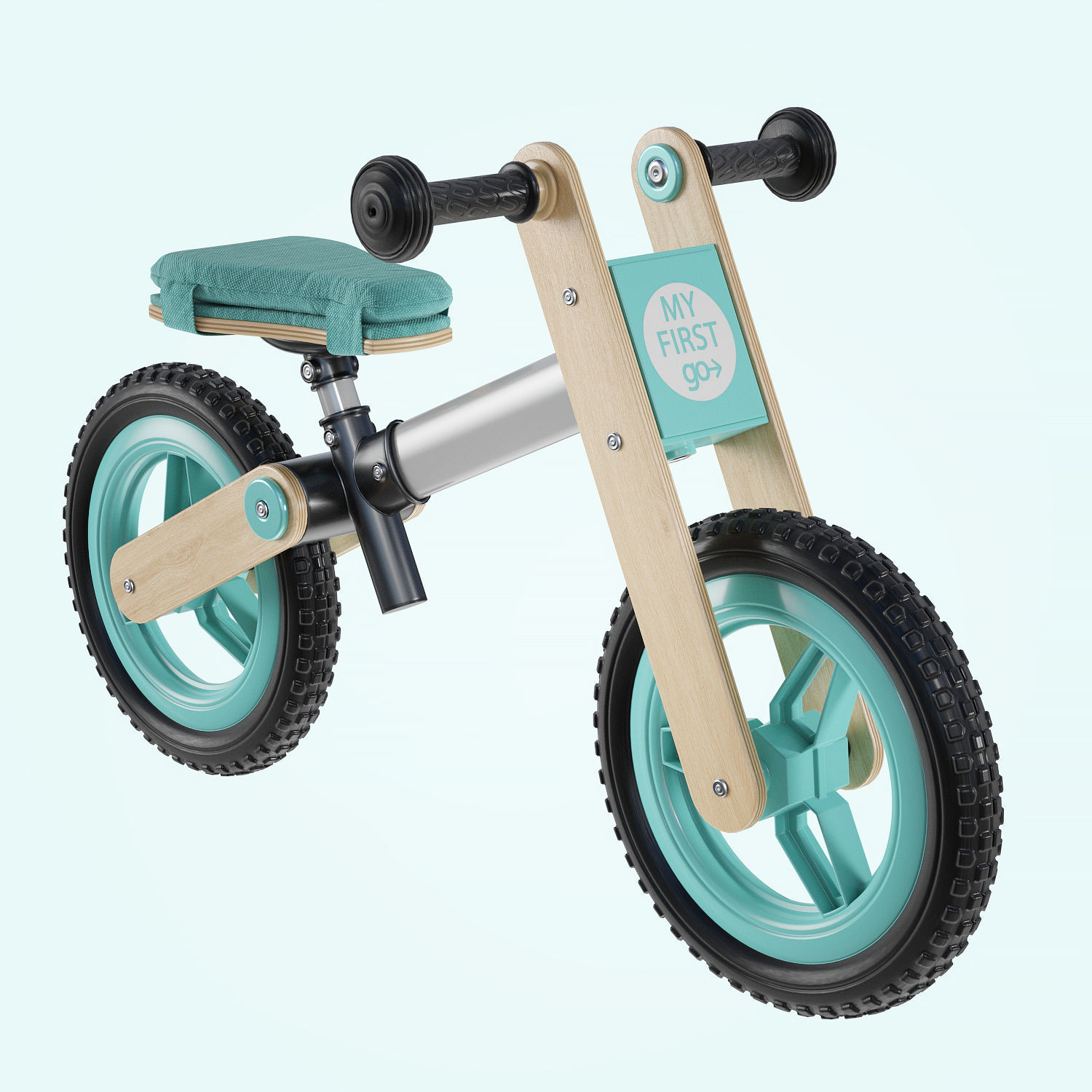My First Go Balance Children Bike Turquoise 3D model_14