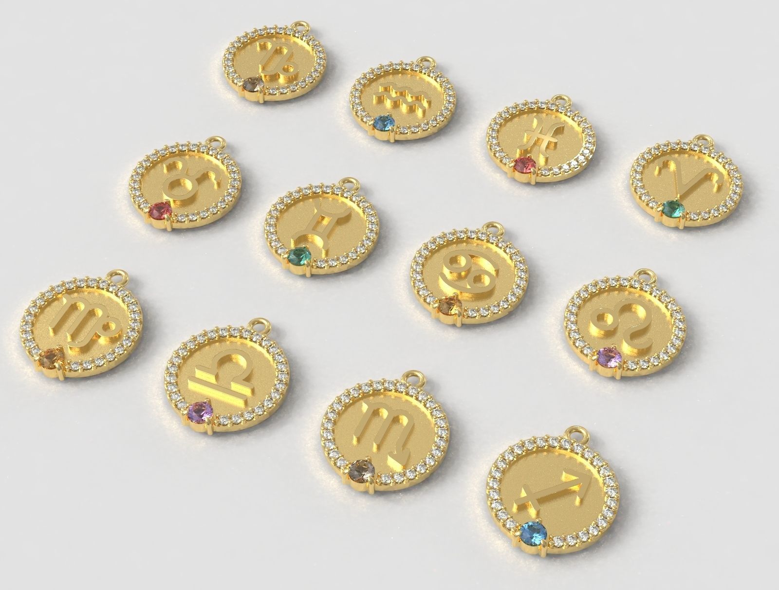 12 Zodiac Pendants 3D print model_3