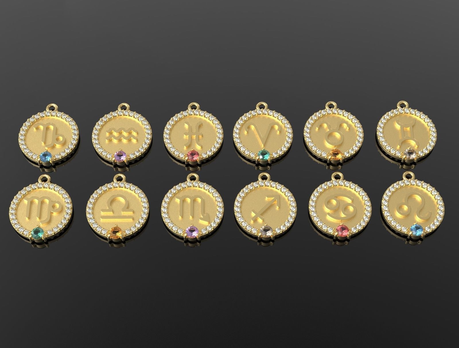 12 Zodiac Pendants 3D print model_2