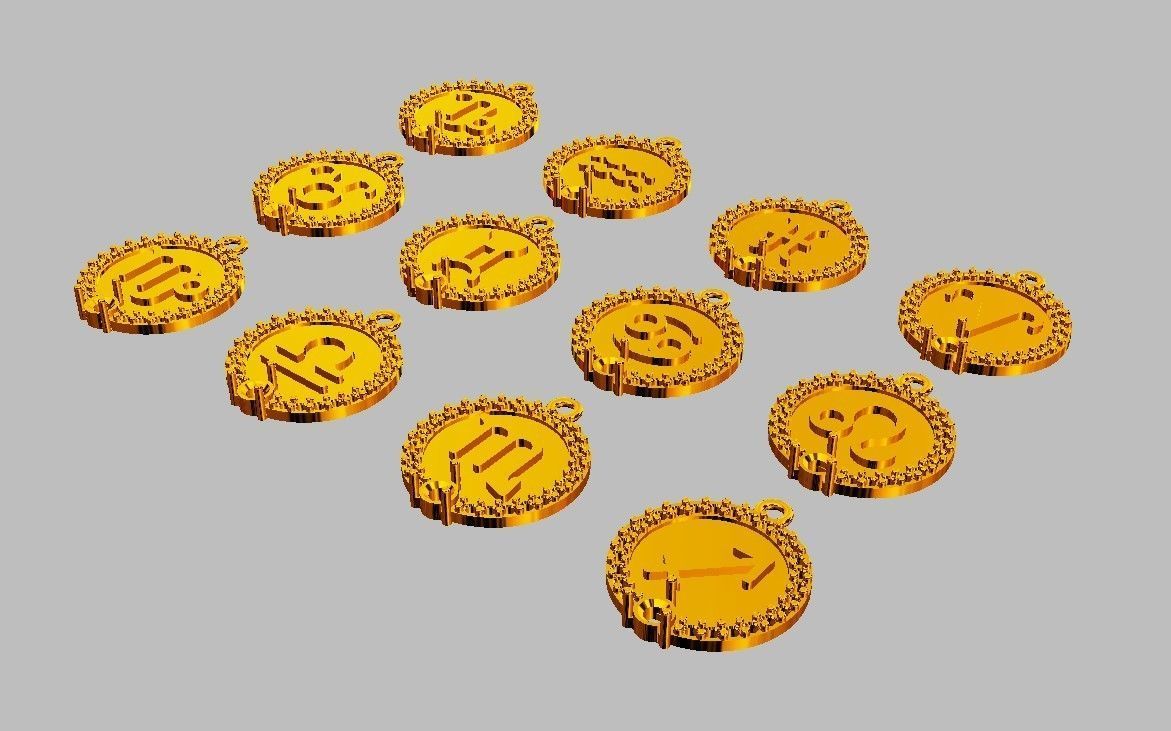12 Zodiac Pendants 3D print model_20