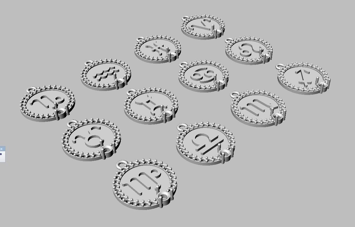 12 Zodiac Pendants 3D print model_8