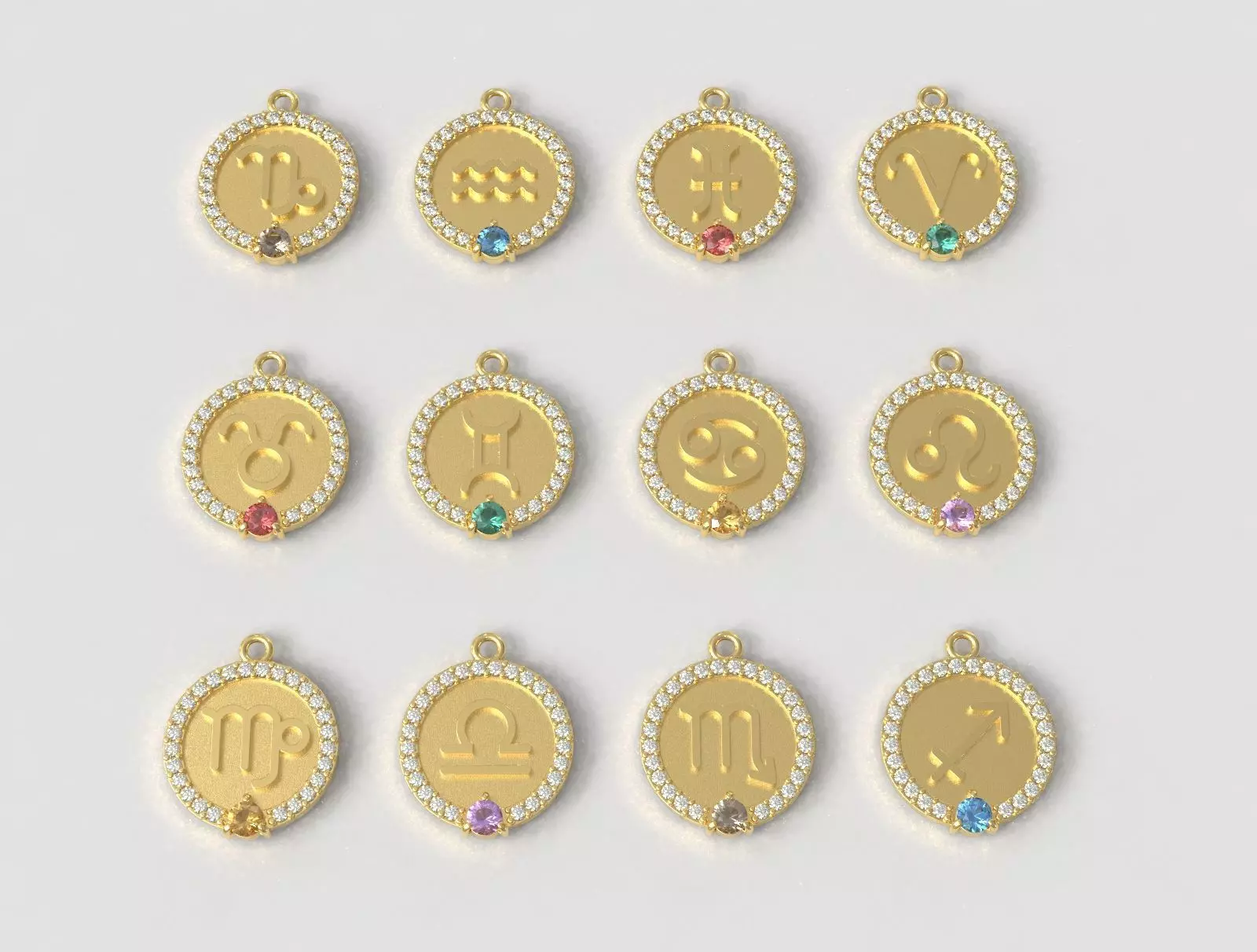 12 Zodiac Pendants 3D print model_0