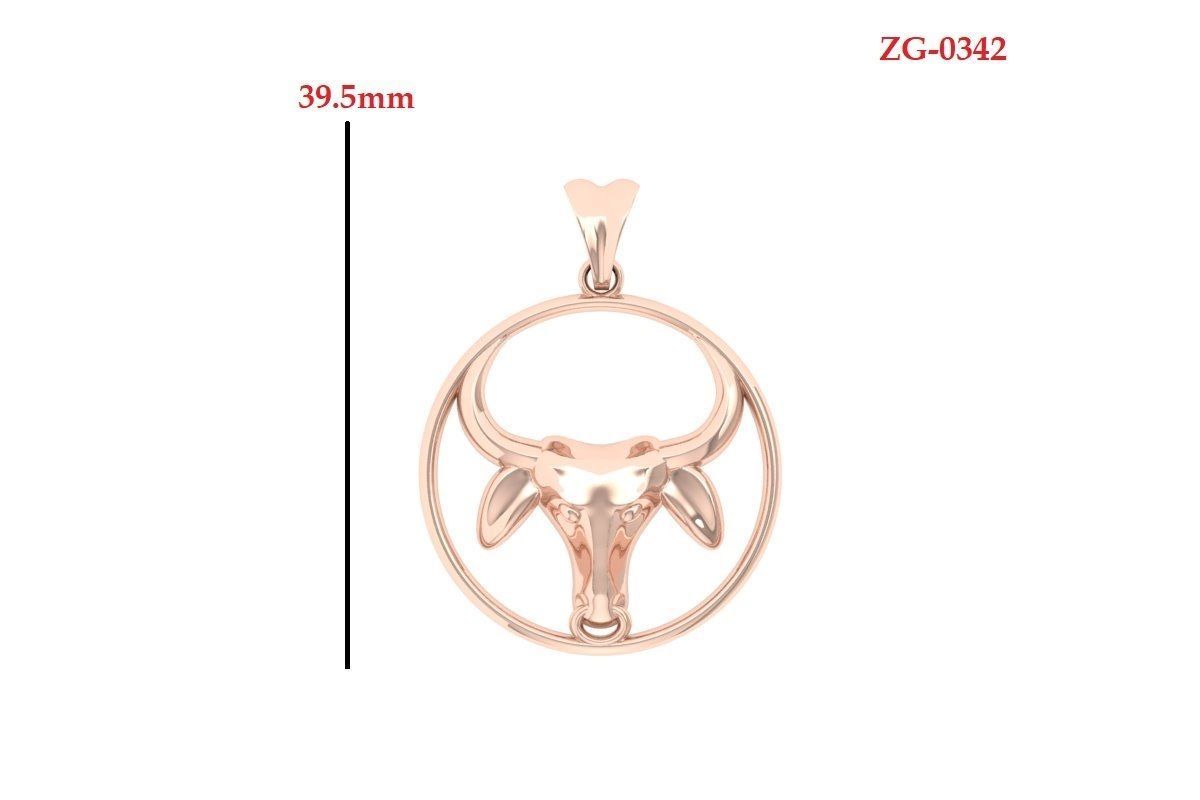 Buffalo Bulls Head Pendant  3D print model_4