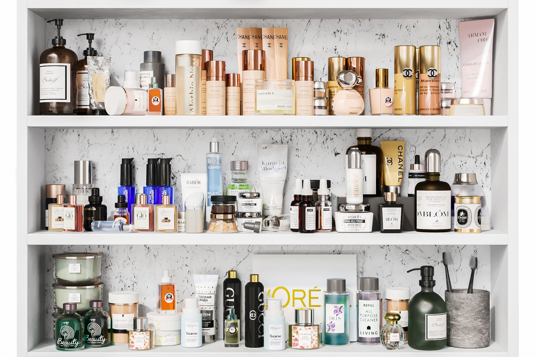 Large set of cosmetics for the bathroom or beauty salon 500 3D model_4