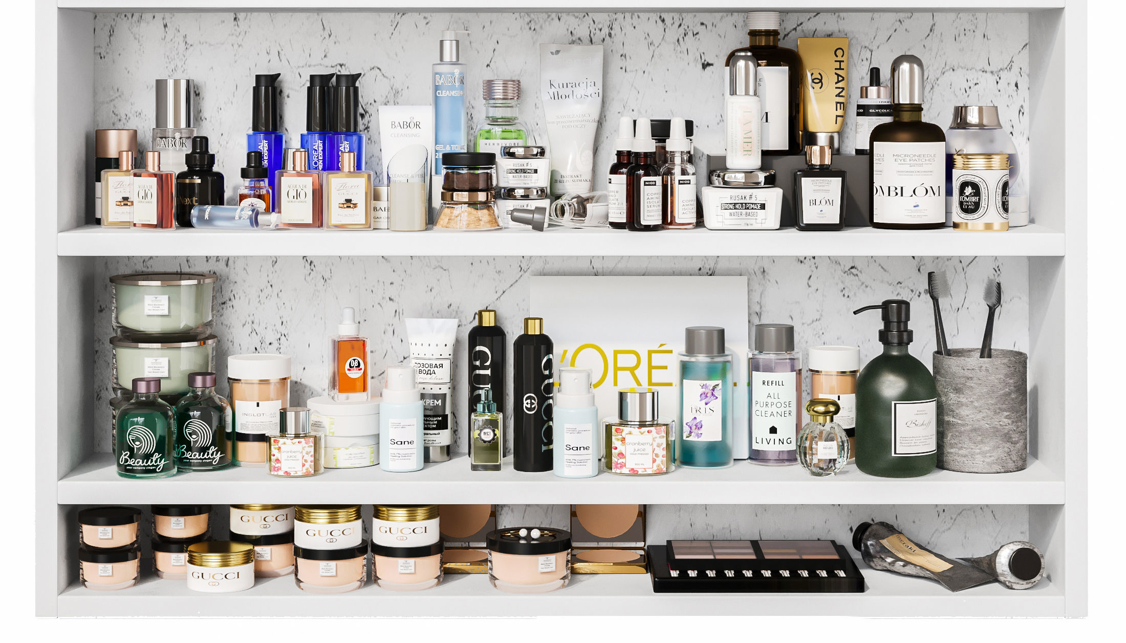 Large set of cosmetics for the bathroom or beauty salon 500 3D model_3