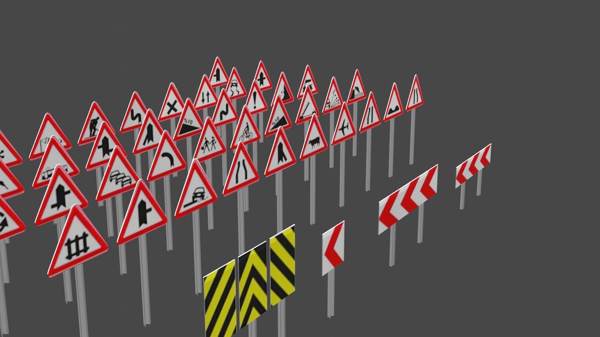 Street and traffic signs low-poly 3d models  Low-poly 3D model_4