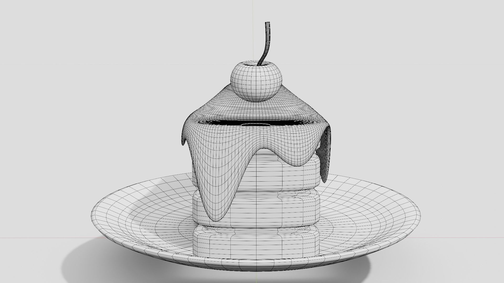 Chocolate cake with cherry  3D model_5