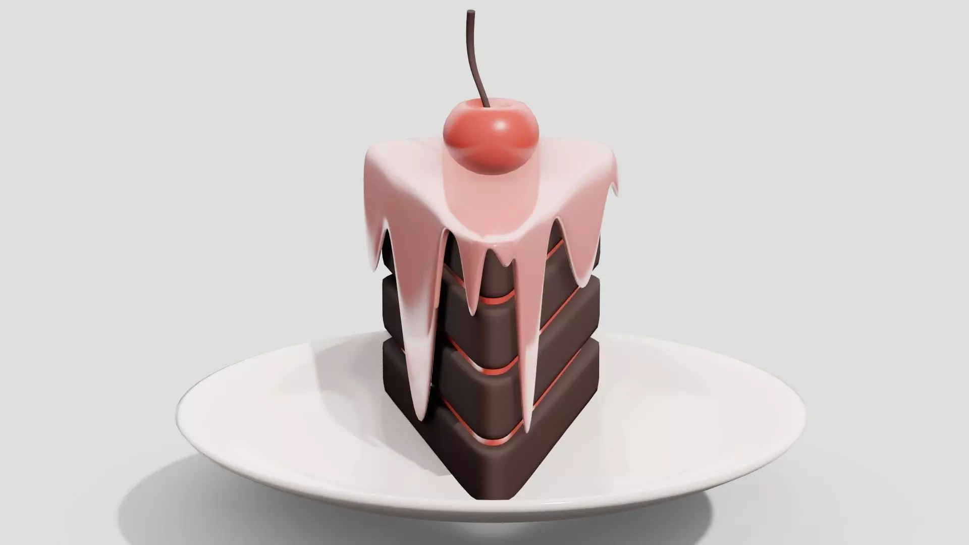 Chocolate cake with cherry  3D model_0
