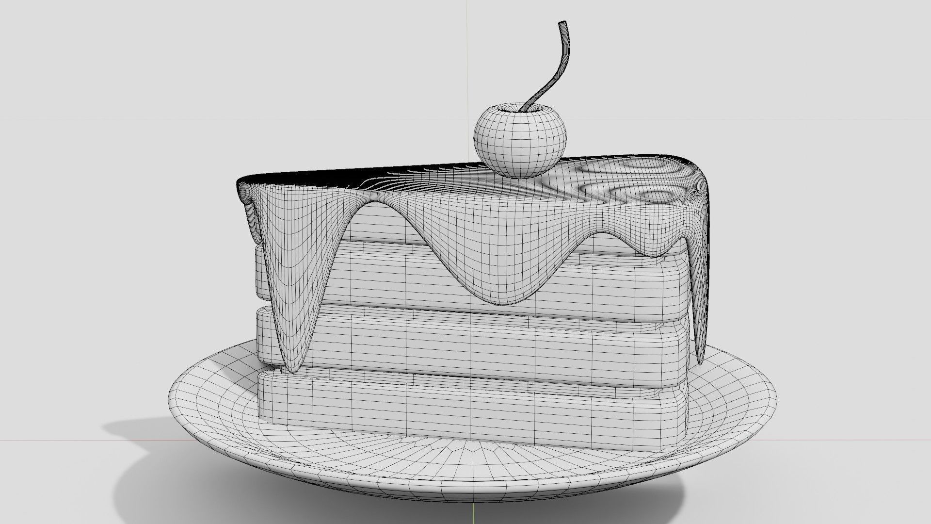 Chocolate cake with cherry  3D model_6