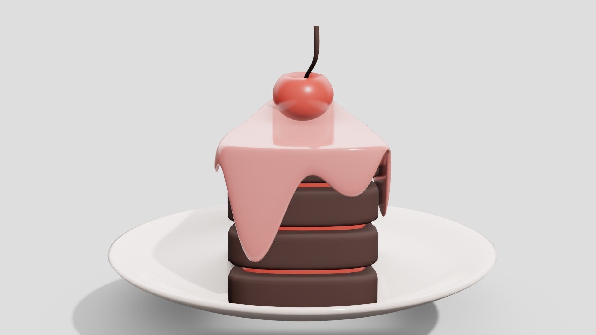Chocolate cake with cherry  3D model_4