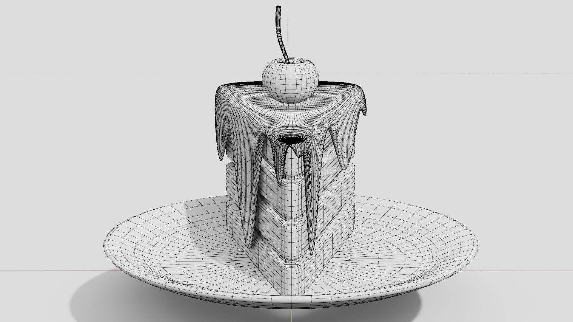 Chocolate cake with cherry  3D model_7