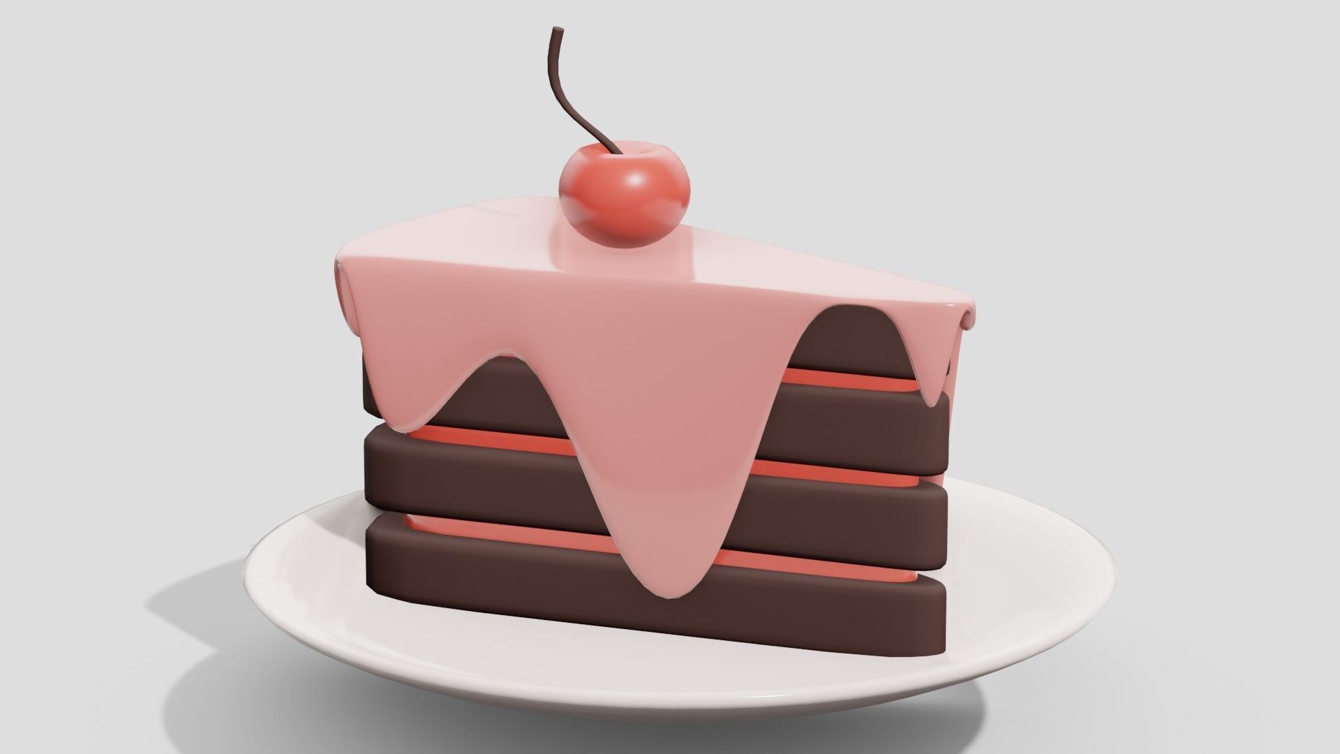 Chocolate cake with cherry  3D model_2