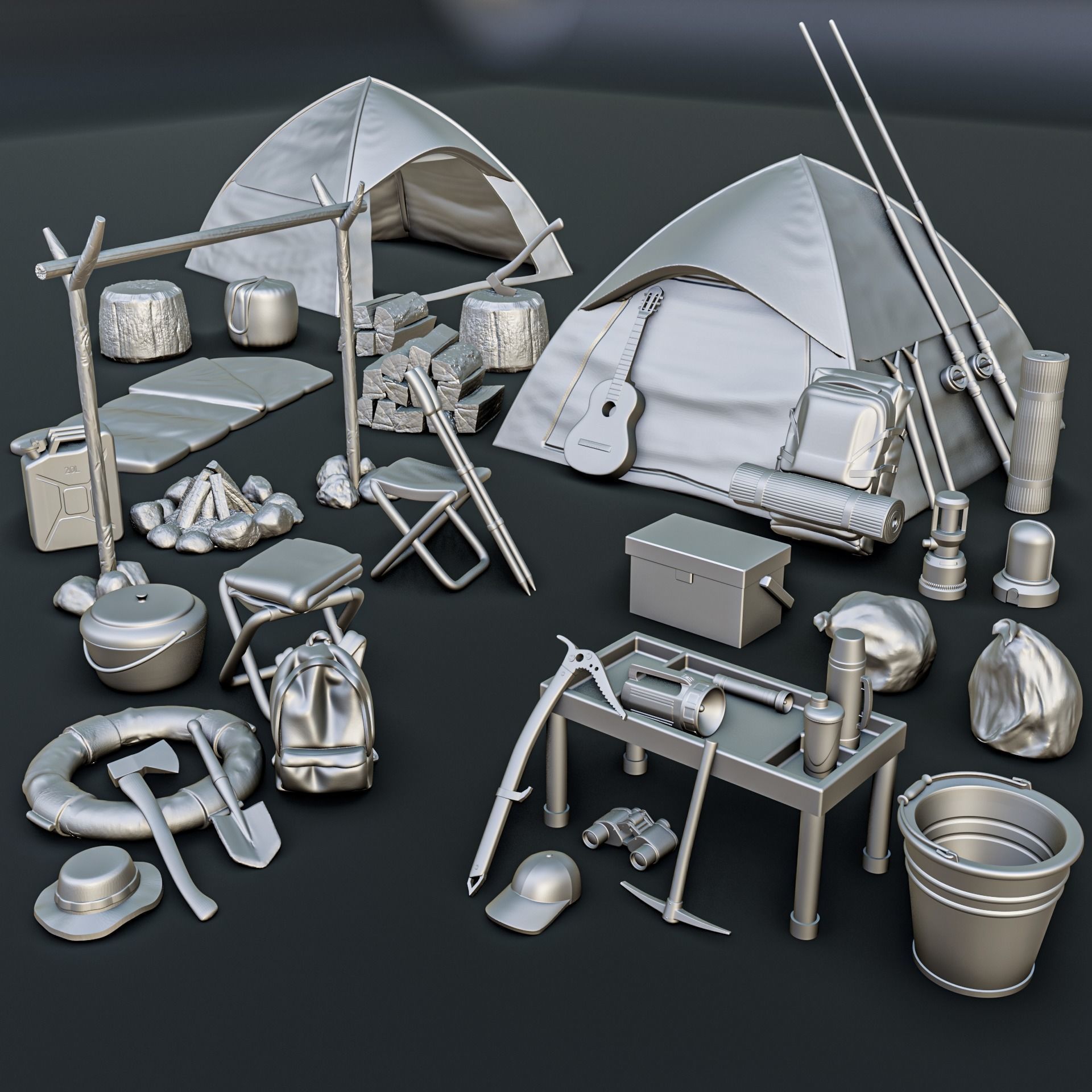 Camping Diorama Pack 3D print model_1
