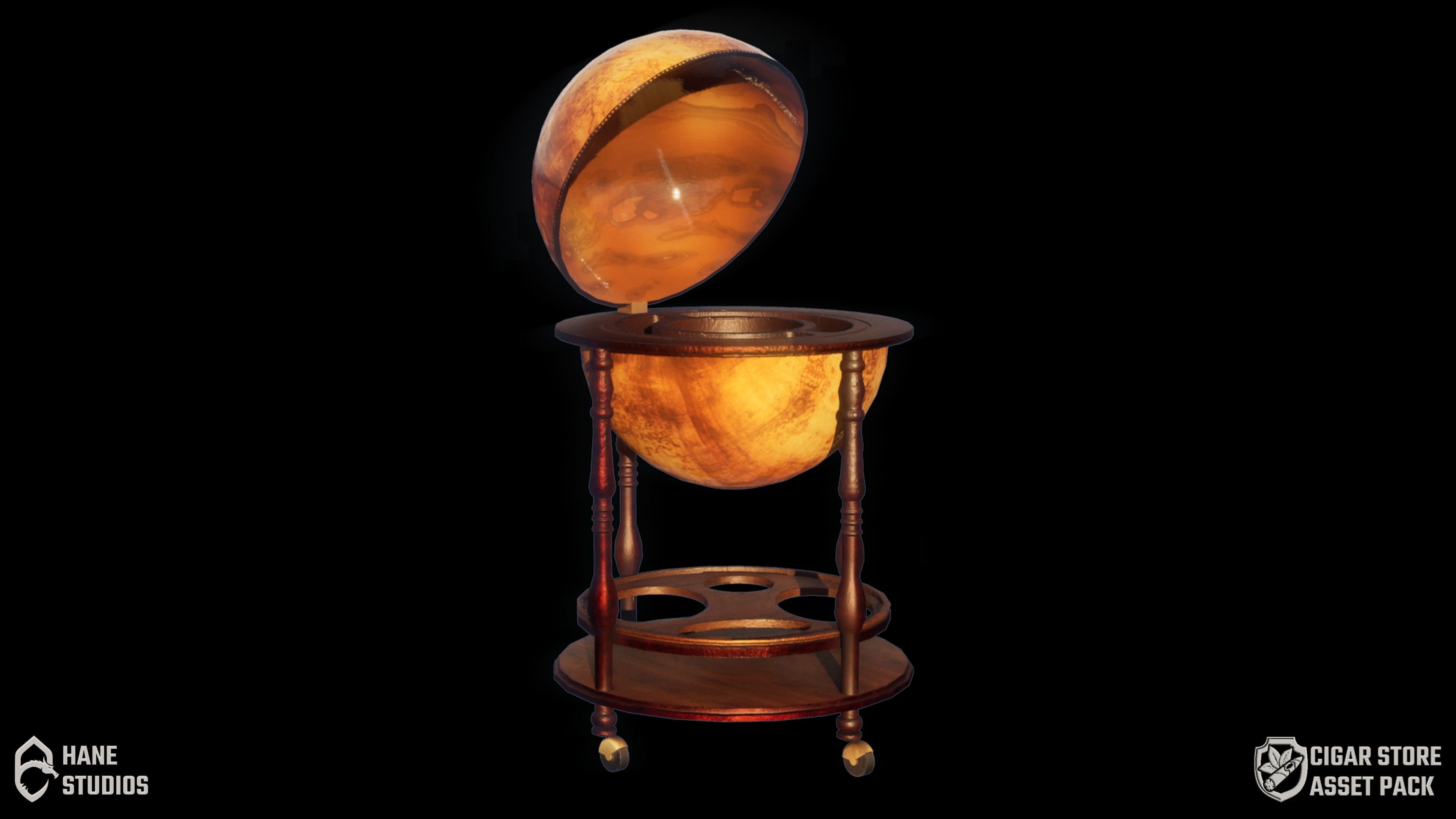 Vintage Globe Drink Case - Classic Low-poly 3D model_2