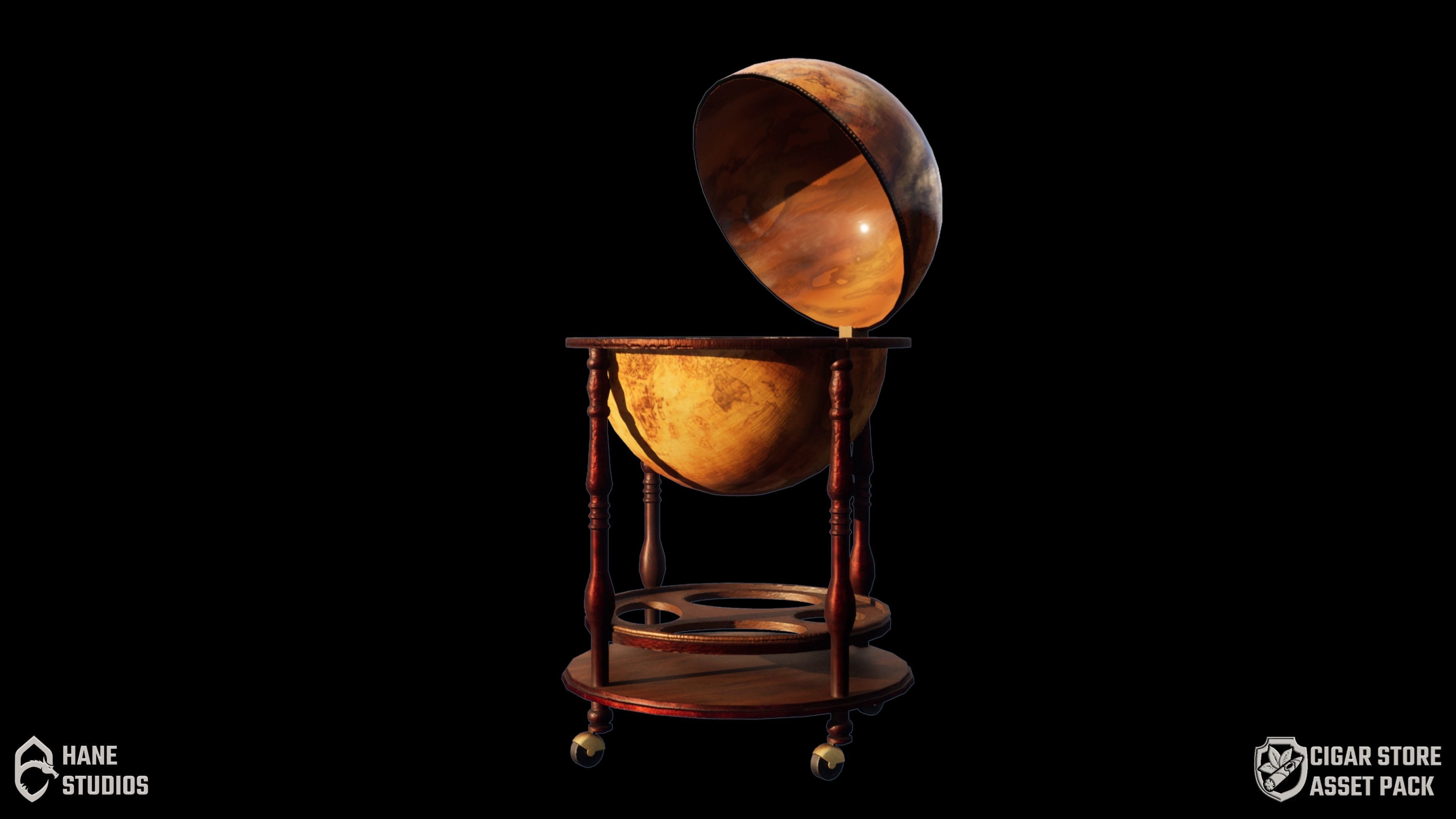 Vintage Globe Drink Case - Classic Low-poly 3D model_1
