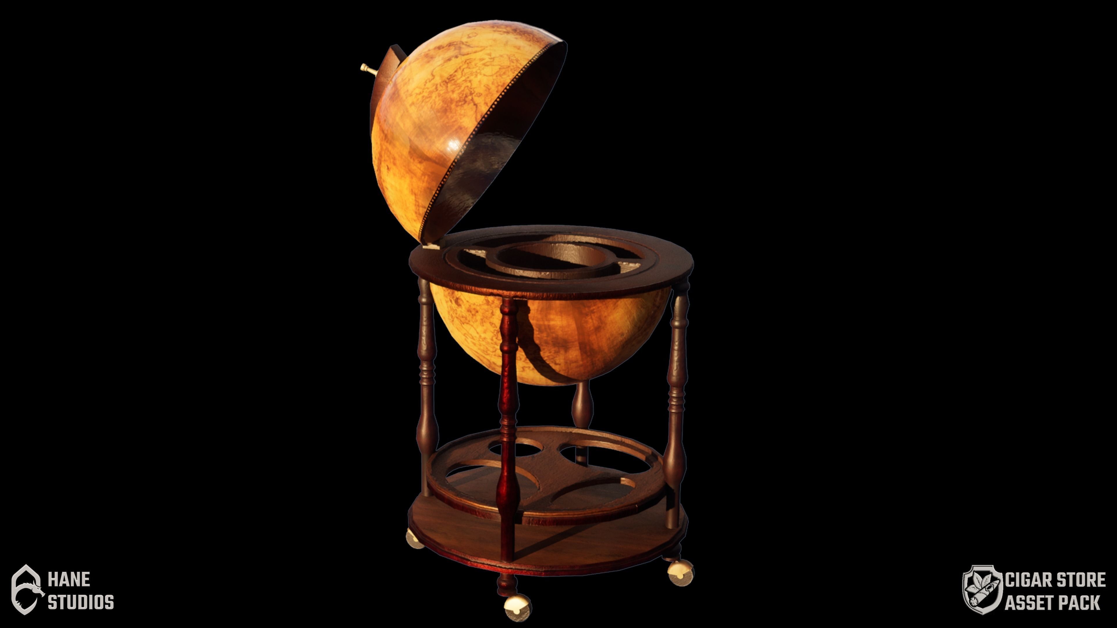 Vintage Globe Drink Case - Classic Low-poly 3D model_4