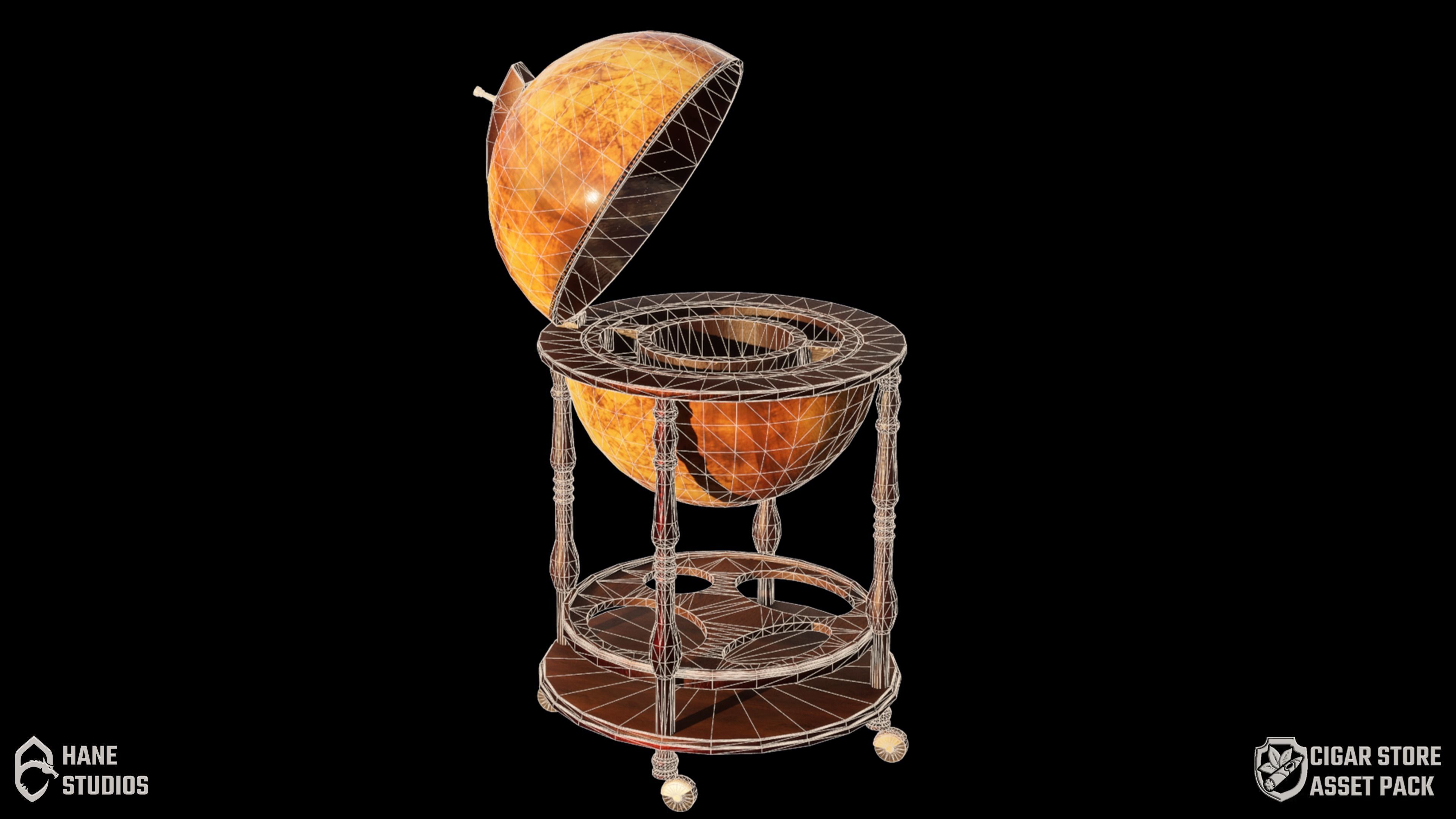 Vintage Globe Drink Case - Classic Low-poly 3D model_5