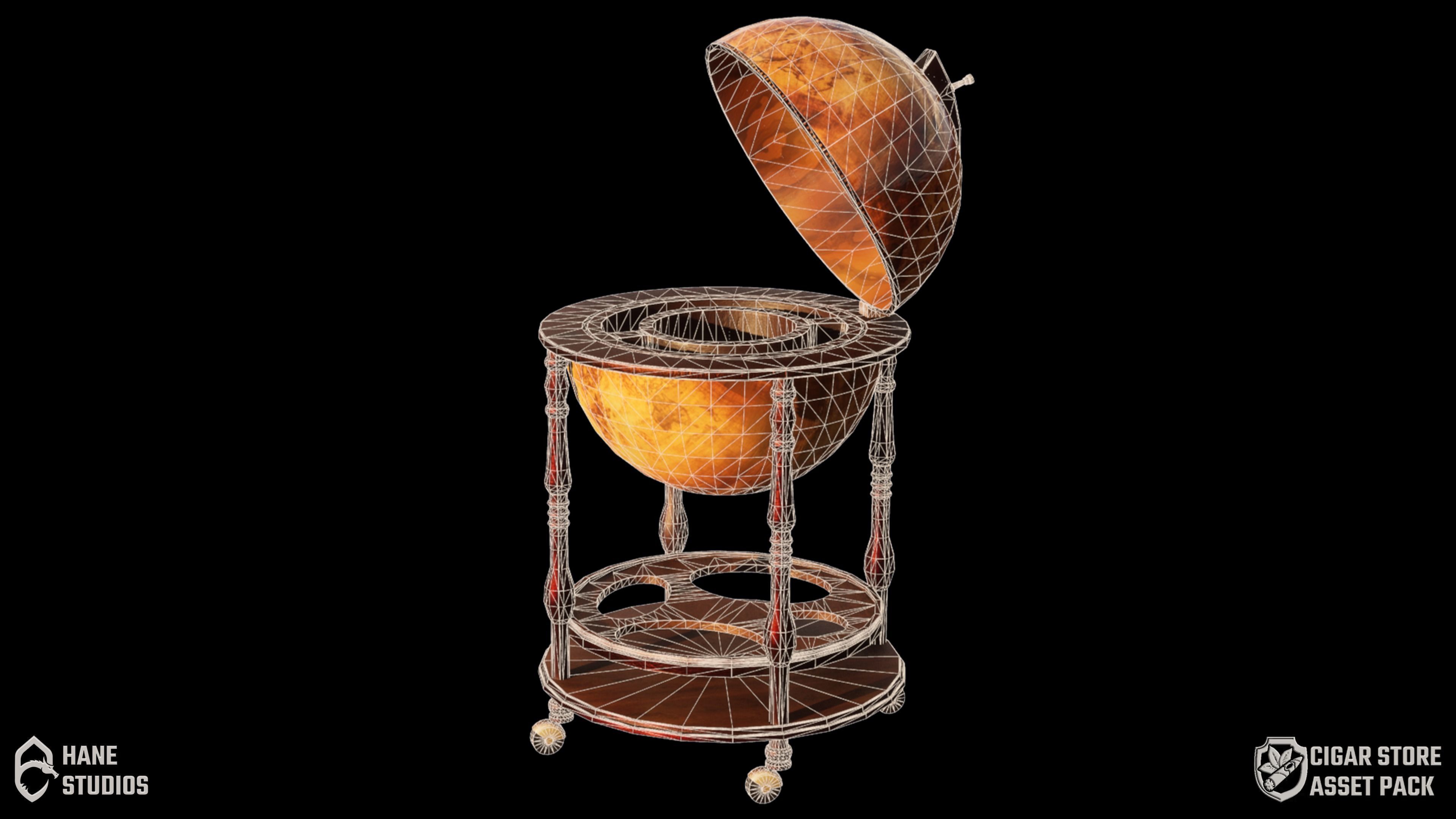 Vintage Globe Drink Case - Classic Low-poly 3D model_6