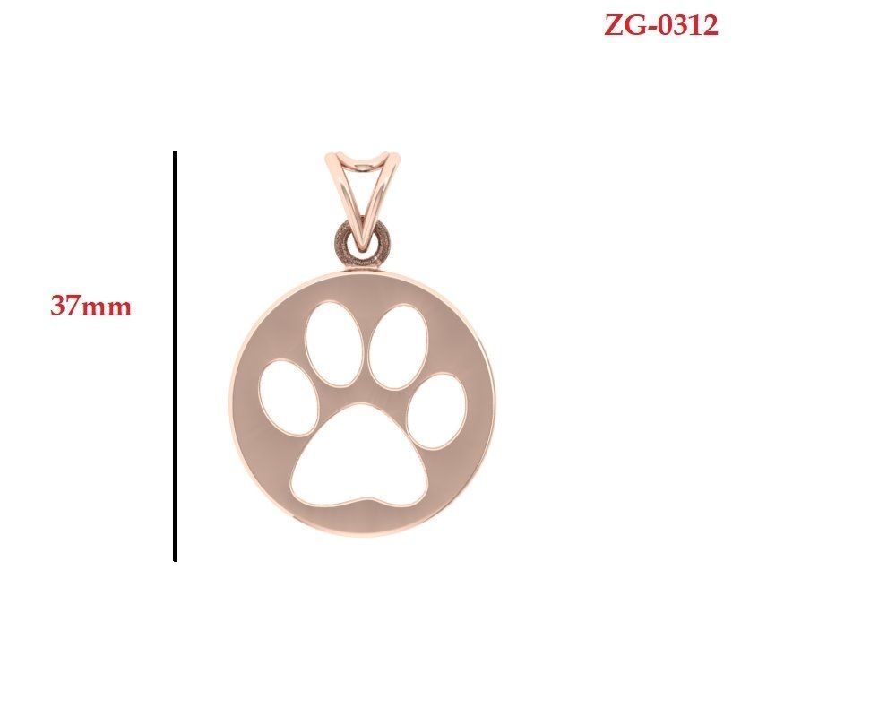 Paw Pandent 3D print model_3