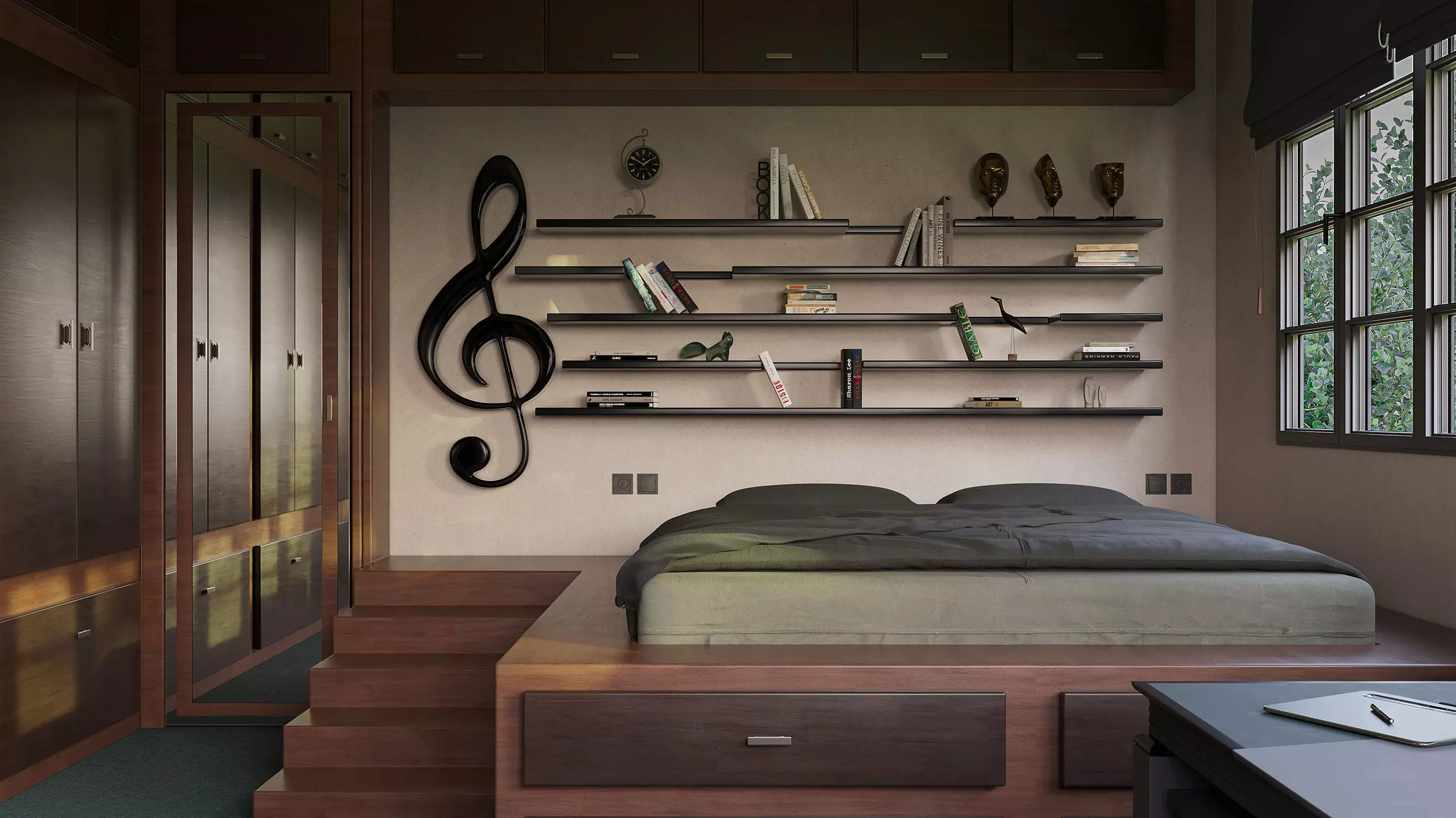 Treble Clef Bookshelf Free 3D model