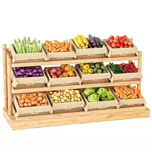 Showcase in a supermarket or market with fruits and vegetables 3D model