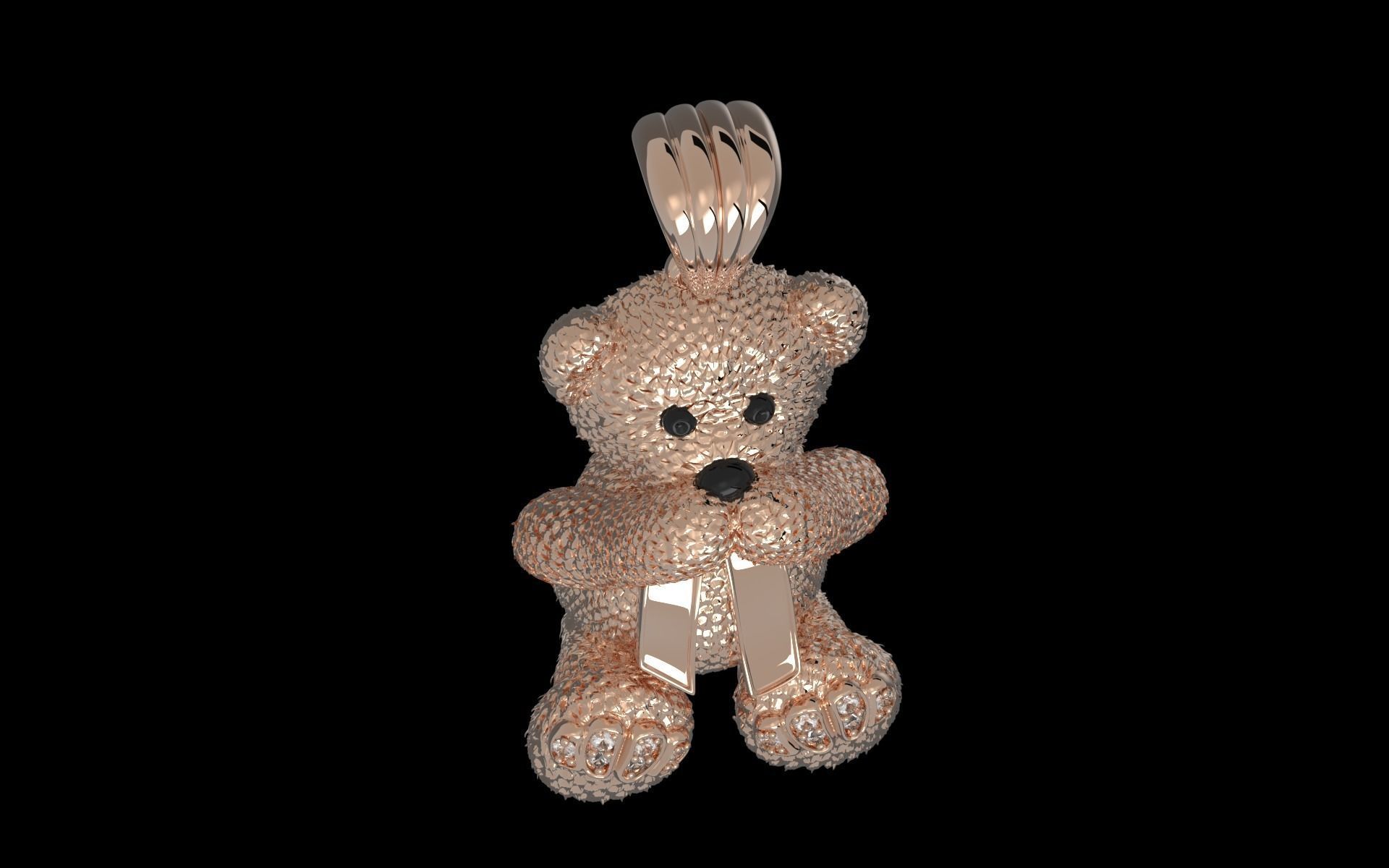 Bear pendant 3D print model_16