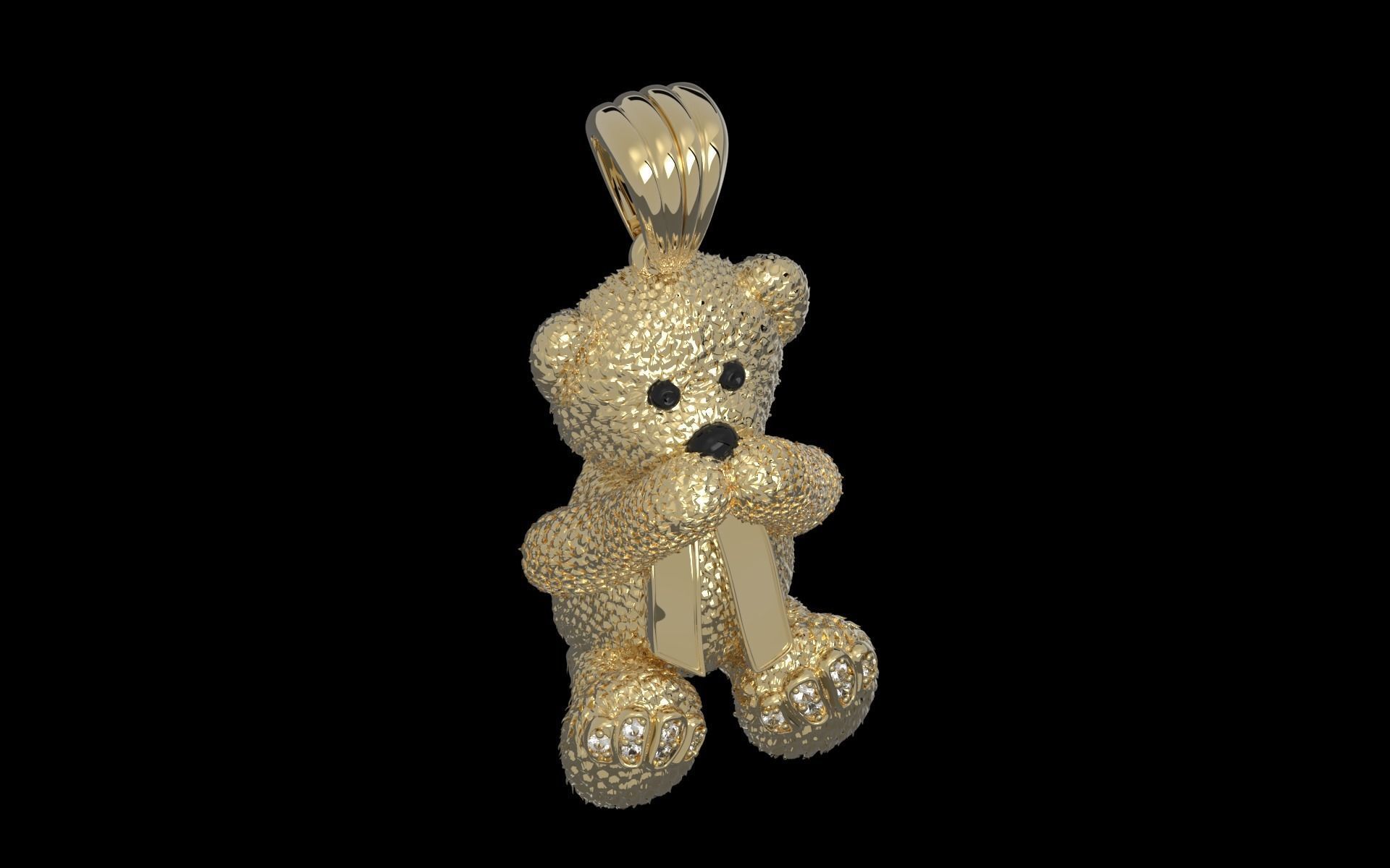 Bear pendant 3D print model_9