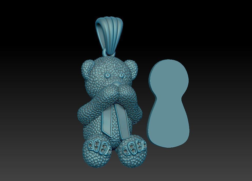 Bear pendant 3D print model_5