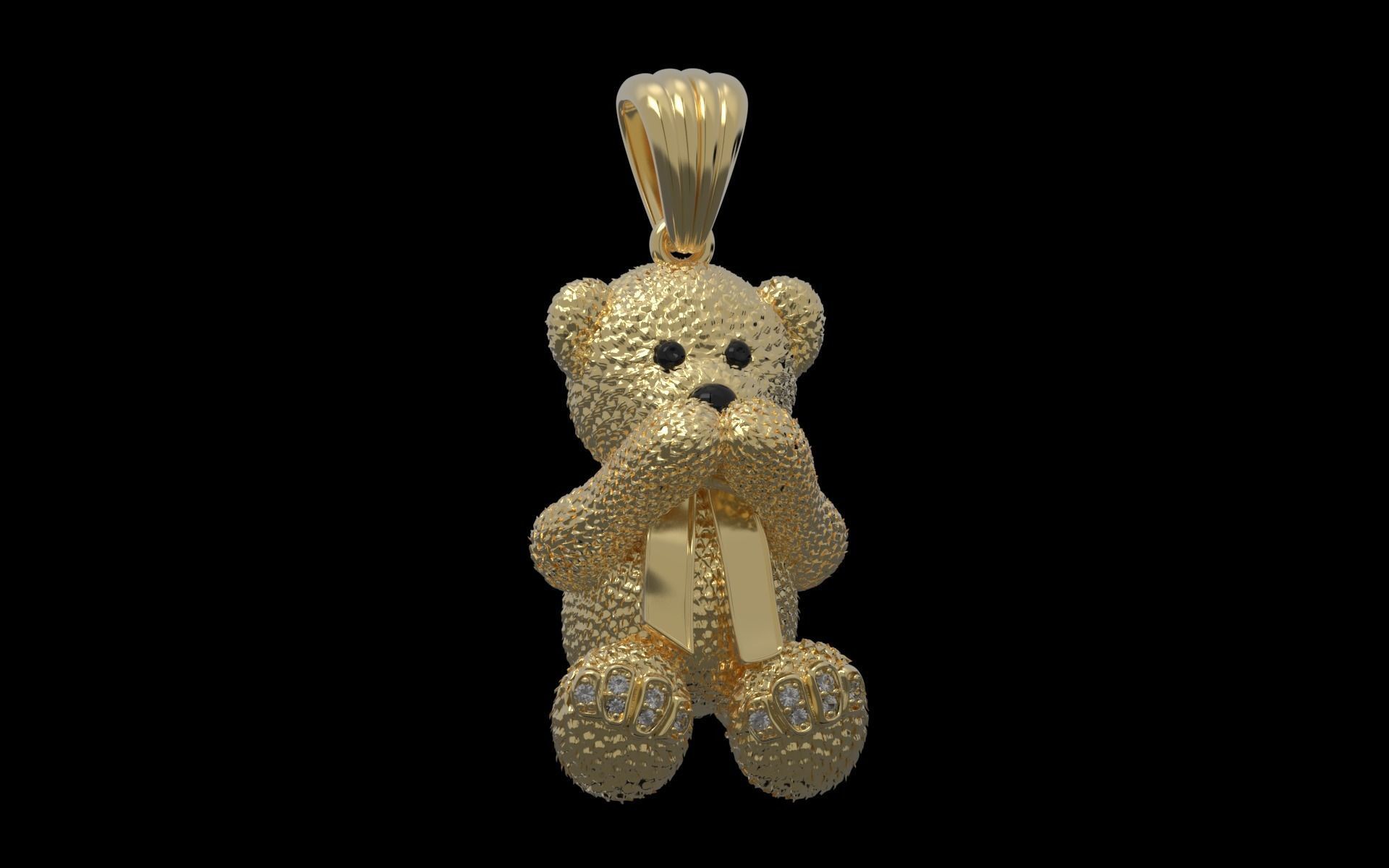 Bear pendant 3D print model_3
