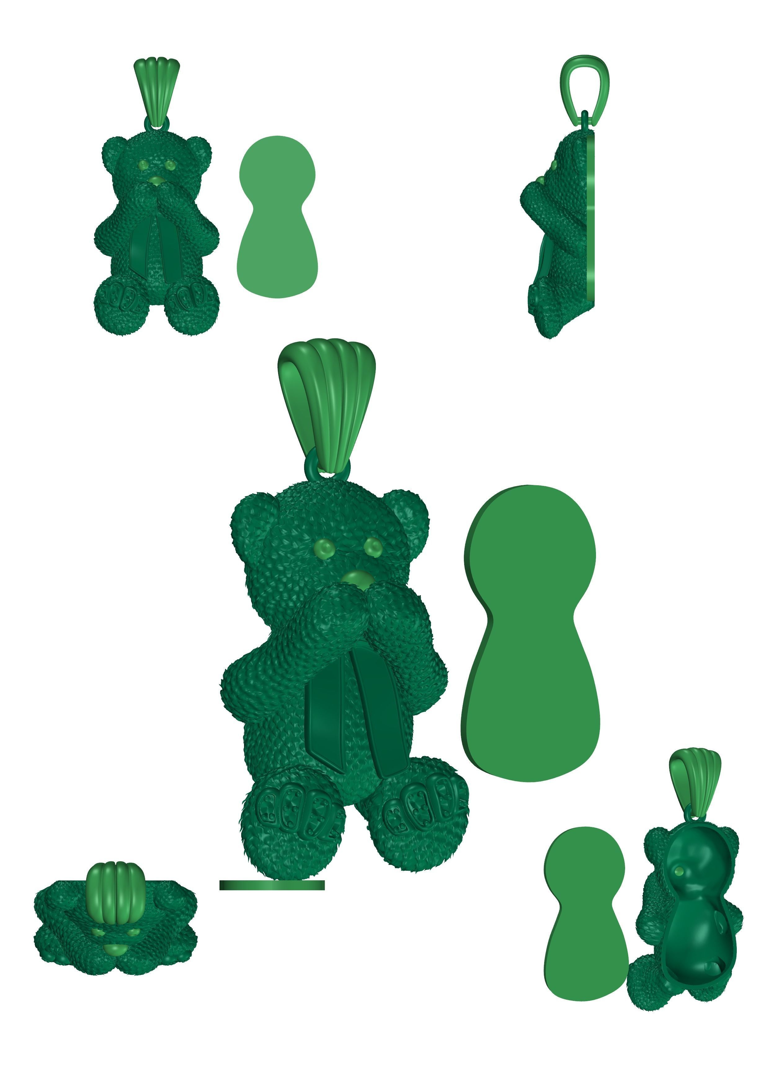 Bear pendant 3D print model_7