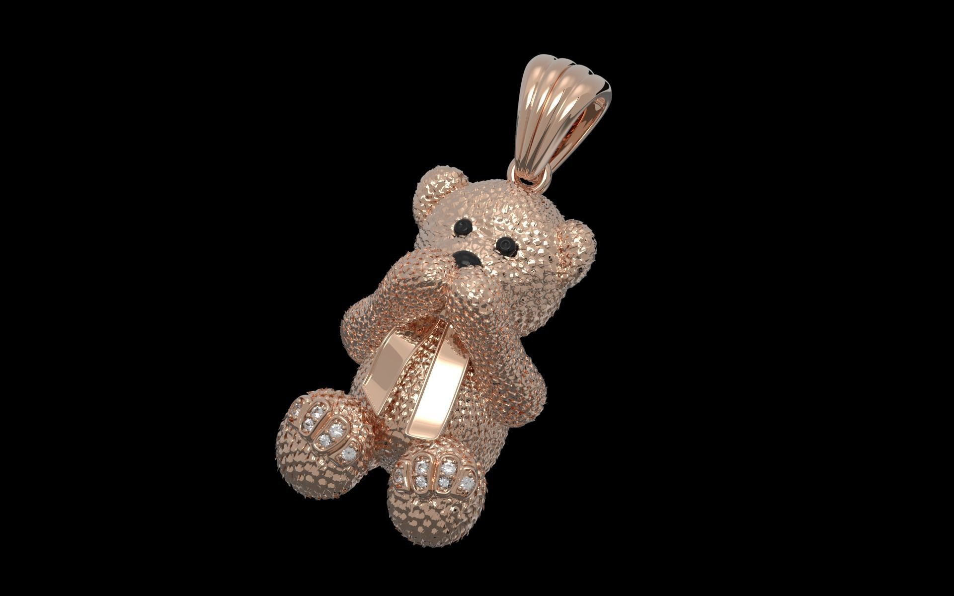 Bear pendant 3D print model_4