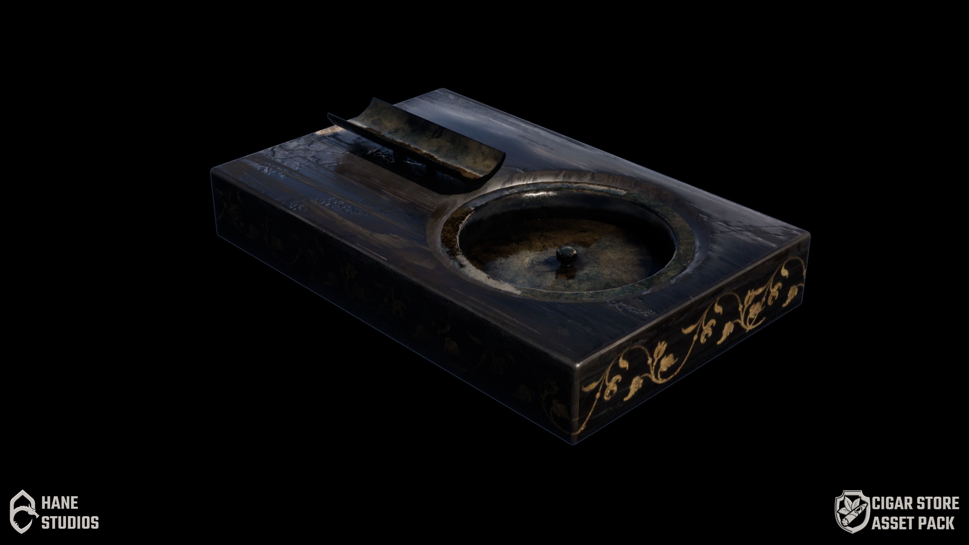 Vintage Ashtray 2 - Metal - Classic Low-poly 3D model_2