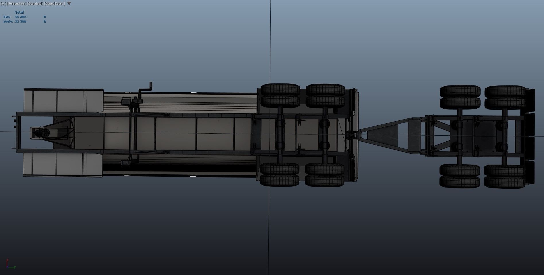 Dump trailer Low-poly 3D model_17