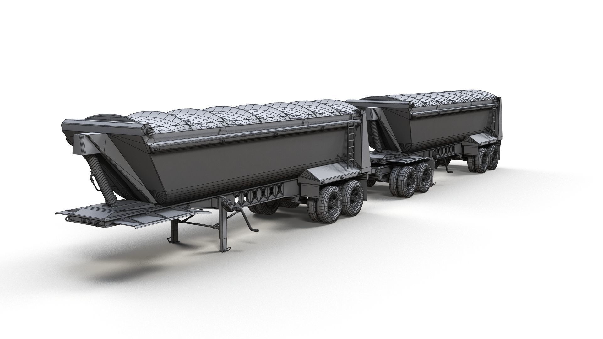 Dump trailer Low-poly 3D model_6