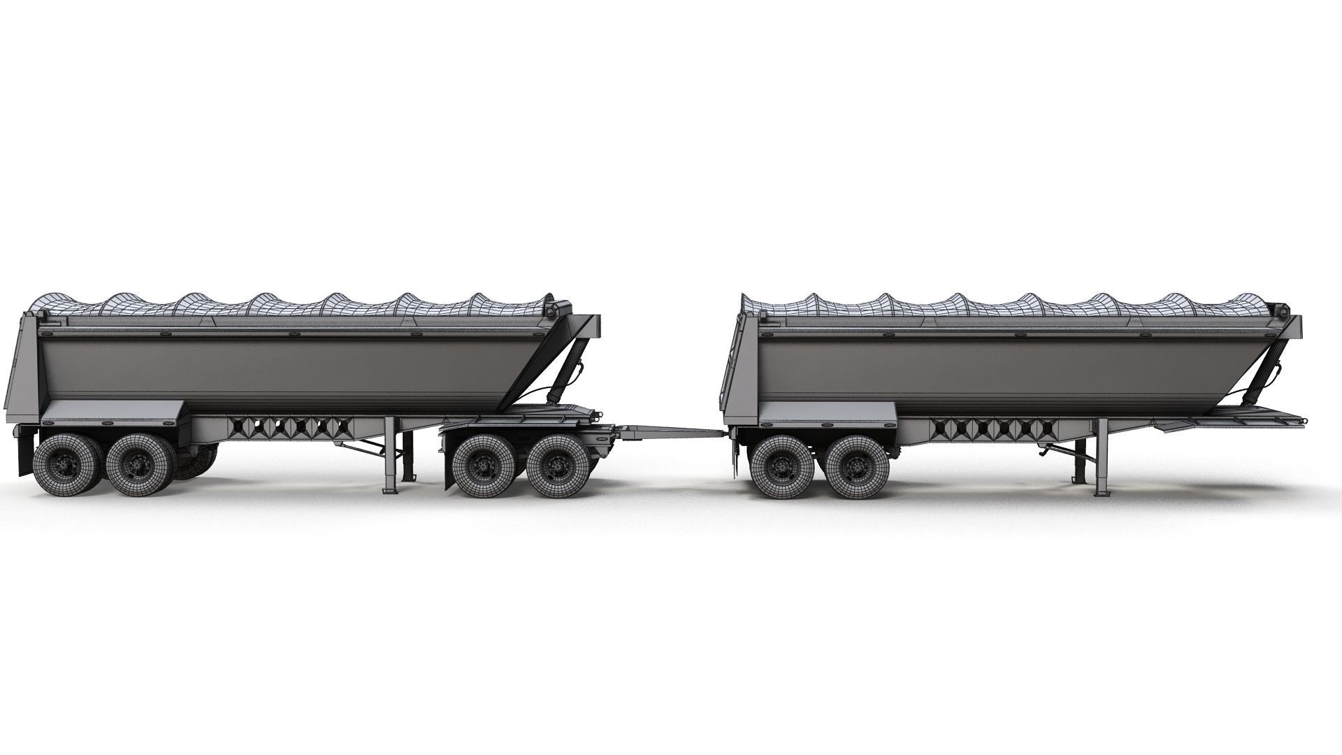 Dump trailer Low-poly 3D model_8