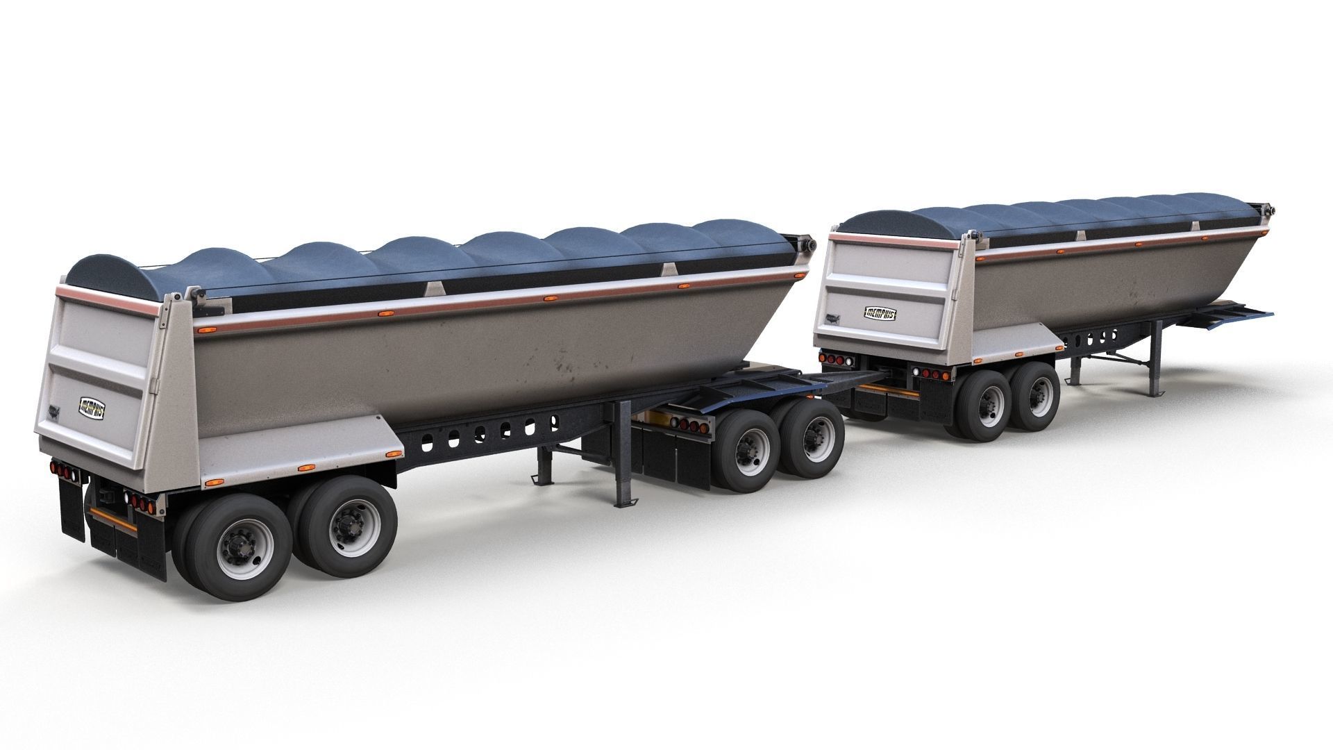 Dump trailer Low-poly 3D model_2
