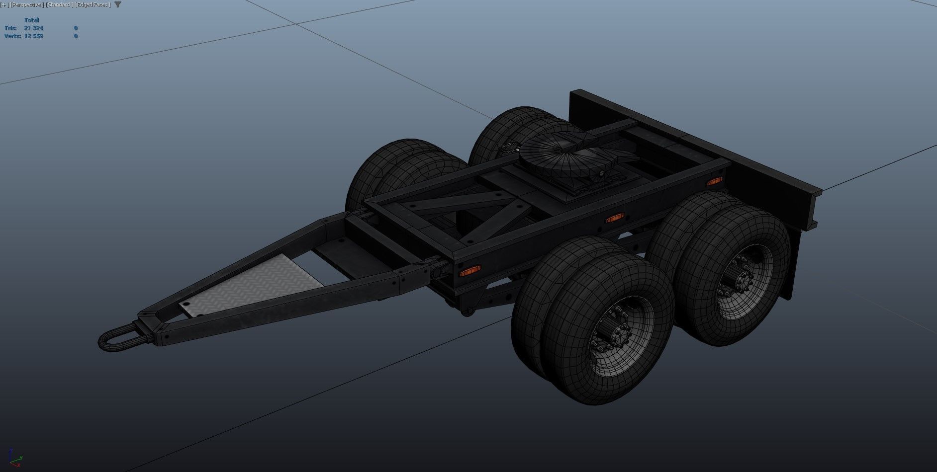 Dump trailer Low-poly 3D model_20