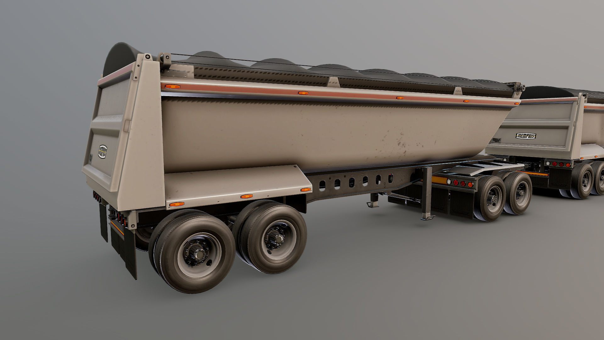 Dump trailer Low-poly 3D model_12