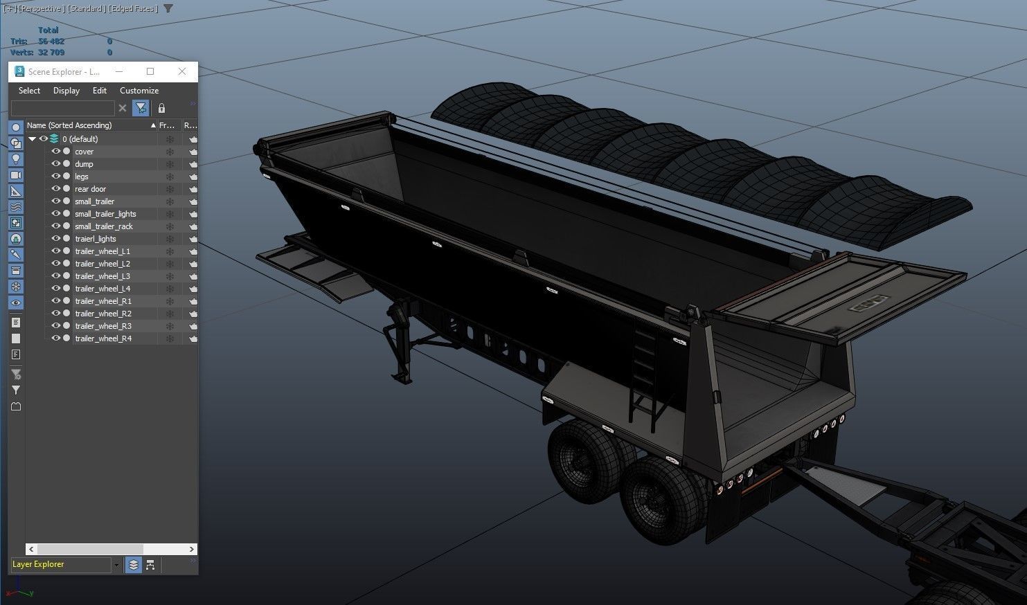 Dump trailer Low-poly 3D model_19