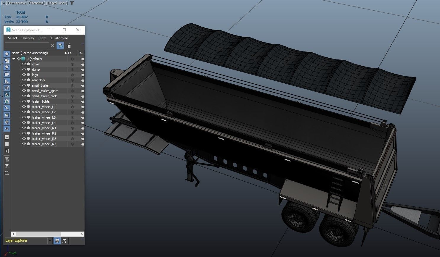 Dump trailer Low-poly 3D model_18