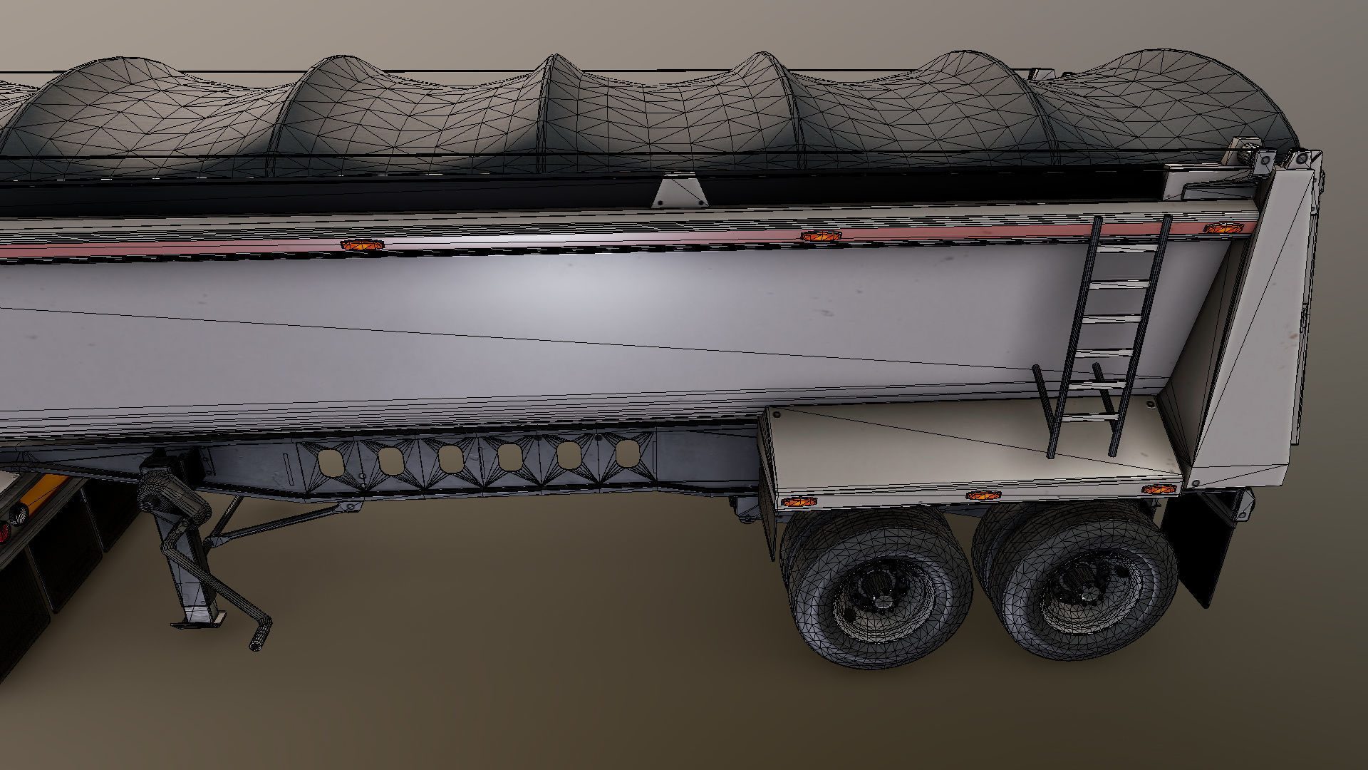 Dump trailer Low-poly 3D model_13