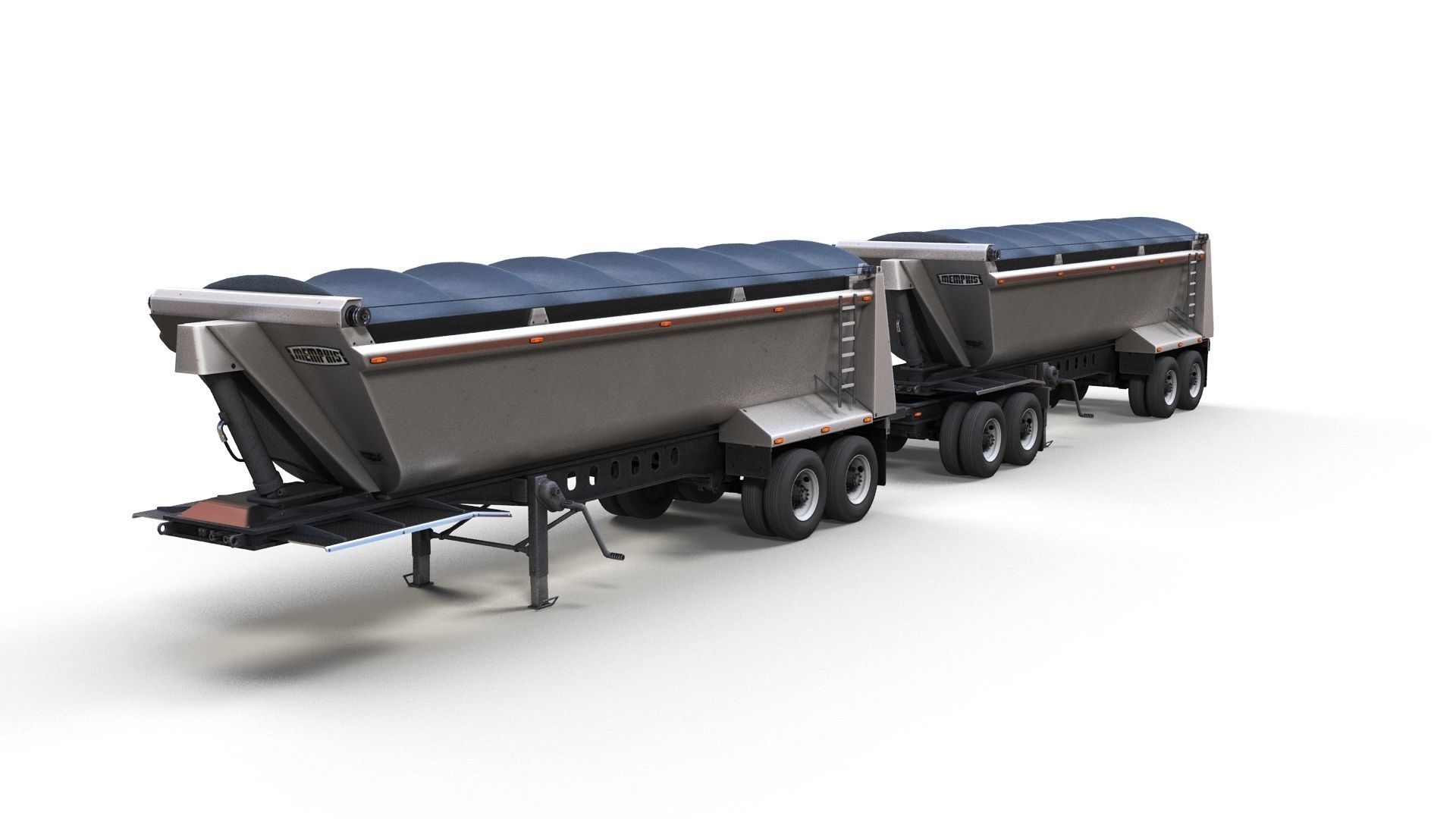 Dump trailer Low-poly 3D model_1
